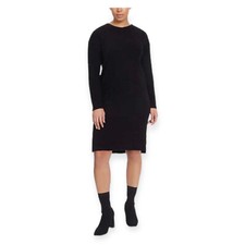 Jessica Simpson Sweater Dress Women's Medium Black Knit Pullover Midi Side Slit