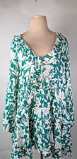 Free People Women Emerald/White Rebecca Boho Floral Mini Dress Size XS