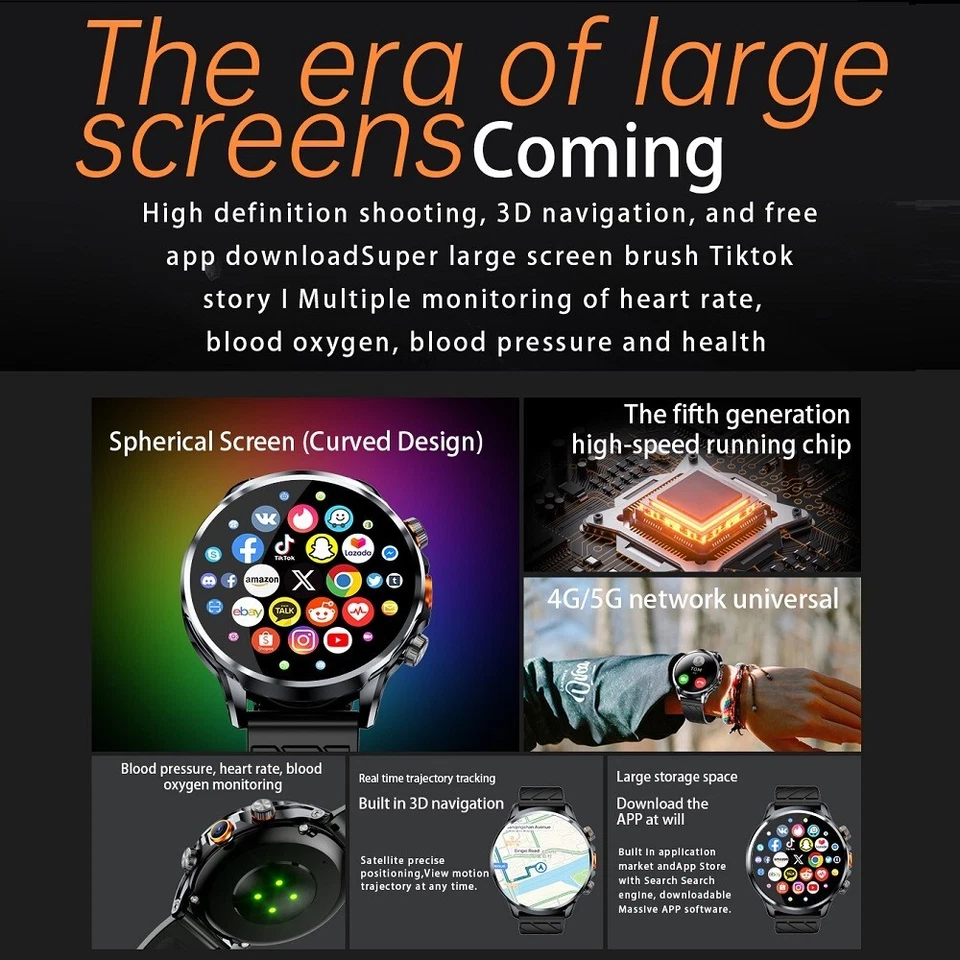 1,85" 4G Smartwatch LOKMAT APPLLP 8 Gesundheitsüberwachung 2GB+32GB 1100mAh NFC - Bild 3 von 4