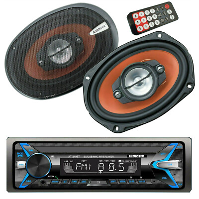 Audiotek Bluetooth Car STEREO Digital Media Receiver + 2x Audiobank 6x9'' Speaker