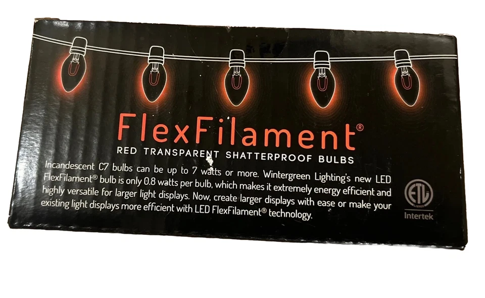 C7 Shatterproof LED Edison Filament Vintage Christmas Light Bulbs, 5 Pack - Image 2 of 3