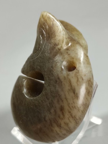 Rare Chinese Hongshan culture grey jade pig-dragon statue pendant - Picture 6 of 7