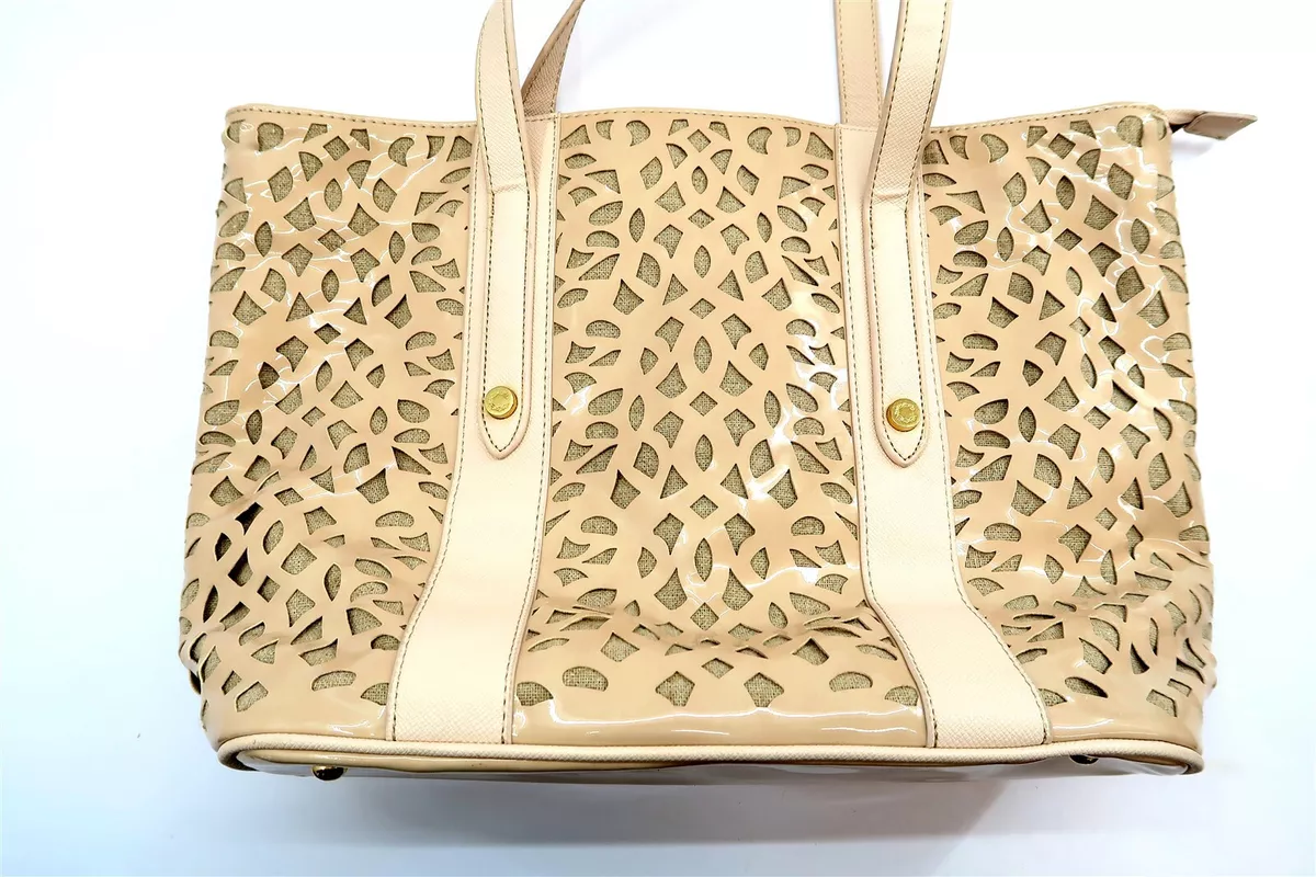 Beige top designer handbag