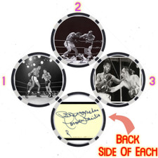 CARMEN BASILIO - BOXING HALL OF FAME - SET OF 3 POKER CHIPS - *SIGNED/AUTO*