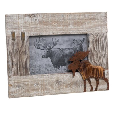 Rustic Barnwood MOOSE PHOTO FRAME For 4x6'' Photo, by Lipco
