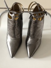 Stivaletti BOTTEGA VENETA numero 39 pelle liscia argento/antracite come nuovi