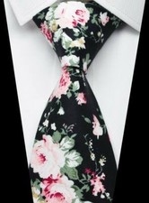 New Floral Black Green Pink White 100 Cotton Men's Necktie Neck Tie 3.15'' 8CM 