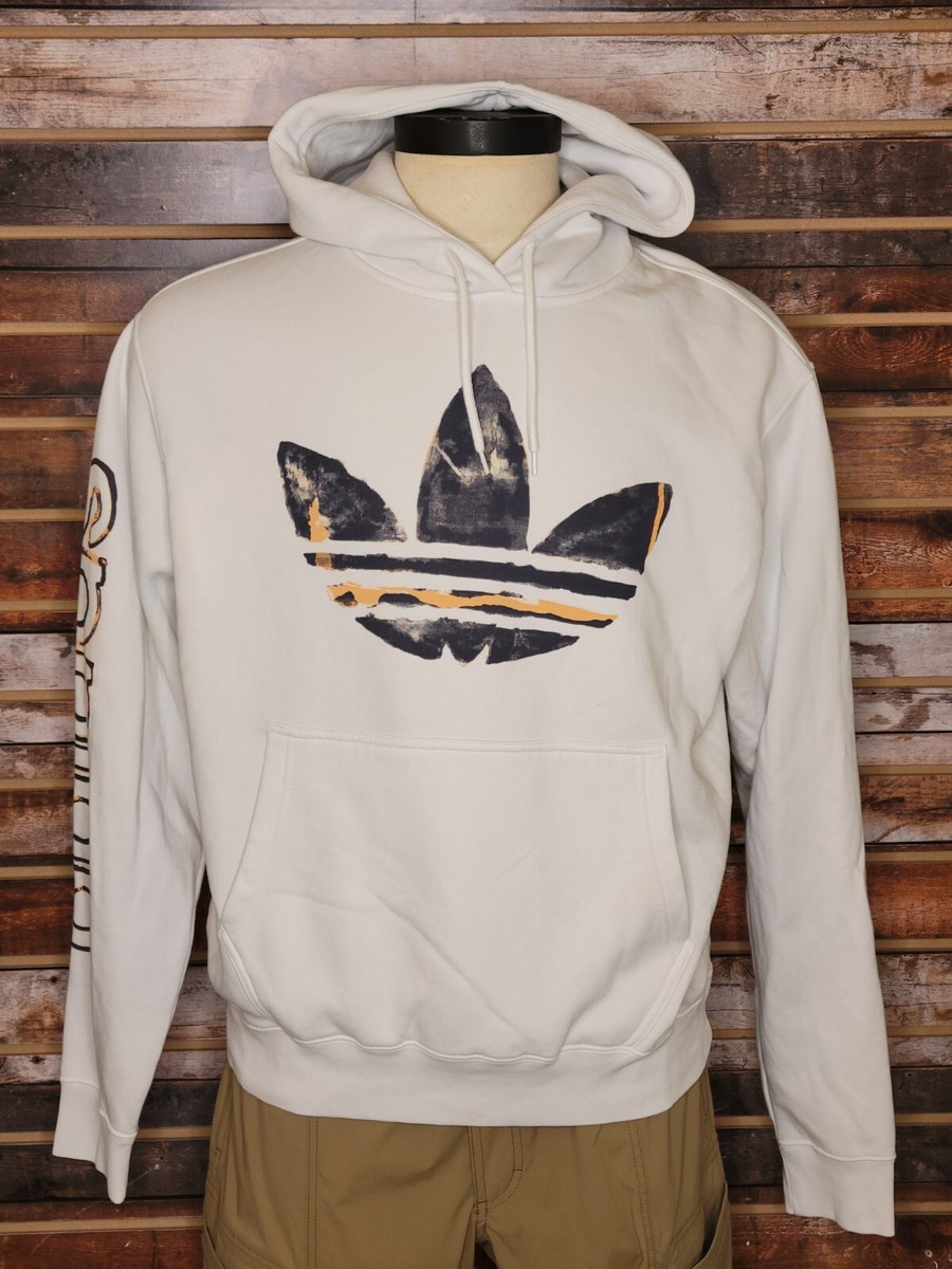 Adidas Originals Watercolor Trefoil White Hoodie Size Large