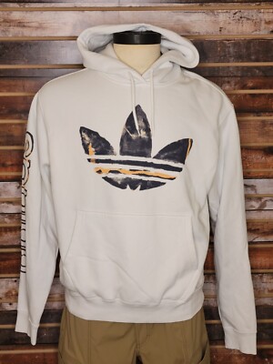 Adidas Originals Watercolor Trefoil White Hoodie Size Large