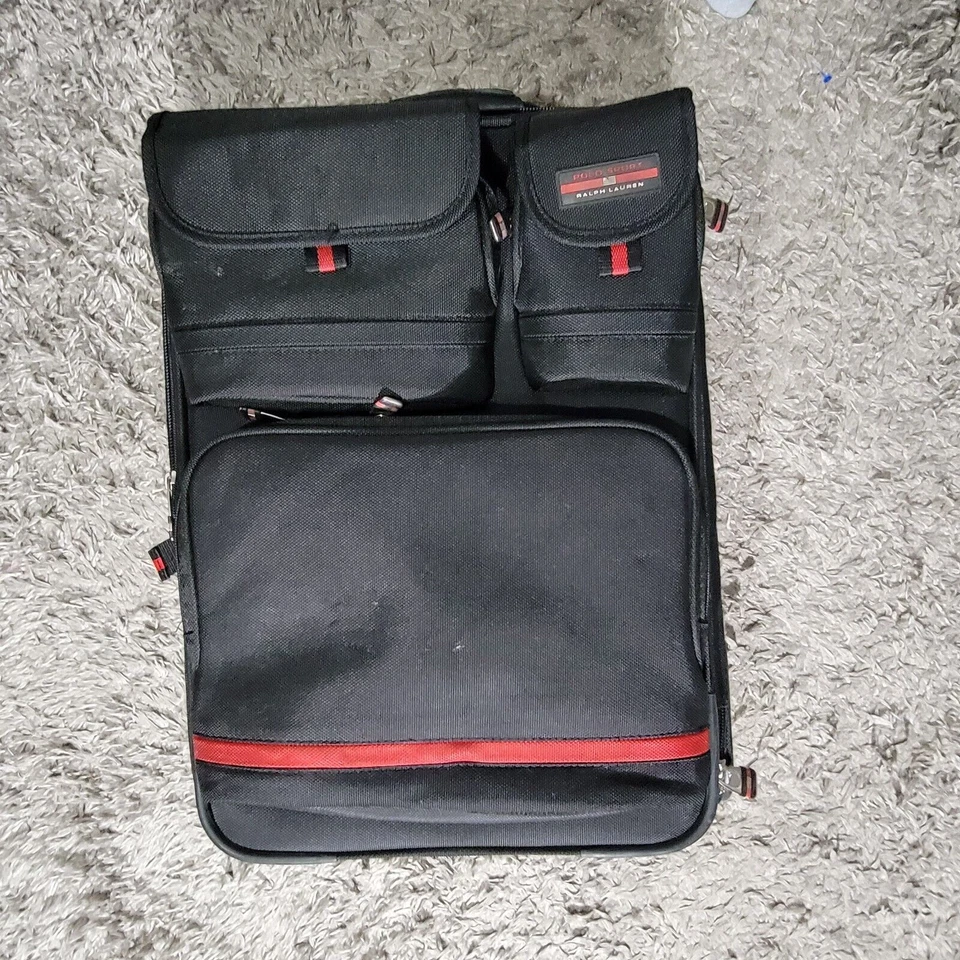 Polo Ralph Lauren Rolling canvas Carry-on Travel Suitcase canvas Luggage Black - Image 2 of 4