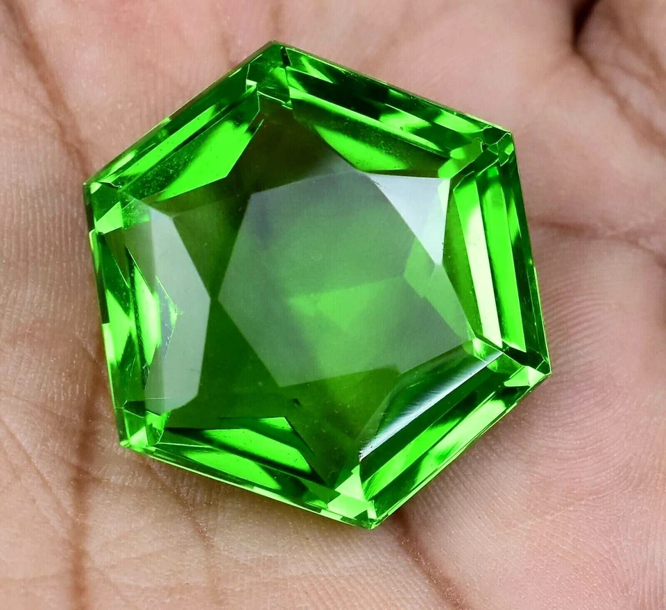 AAA Quality Green Peridot Loose Gemstone Hexagon Shape 56.05 Ct. Gift 4 Birthday - Image 2 of 4