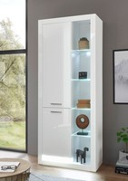Stauraumschrank Mehrzweckschrank Meran 80Cm Weiß Hochglanz Modern