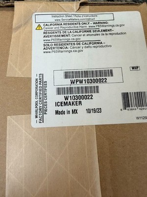 Whirlpool WPW10300022 OEM Refrigerator Replacement Part Ice Maker Assembly