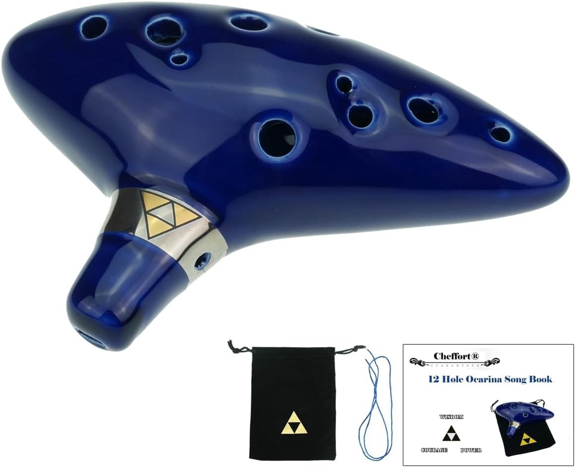 12 Hole Zelda Ocarina in C Major with Triforce Pouch & Songbook