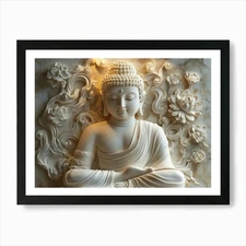3d Serene Buddha Statue Art Print Framed Wall Art Poster Canvas Print Picture