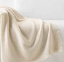 Restoration Hardware NEPALESE TONAL CASHMERE Throw Natural 50" x 70" NWT