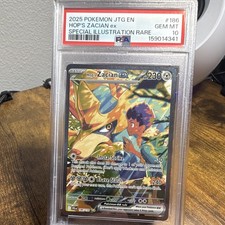 Pokémon TCG Hop's Zacian ex PSA 10 186/159 Journey Together SIR Holo EN 2025