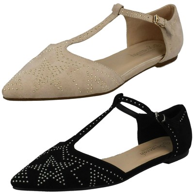Damen Savannah Flache Schnalle Spitz Schuhe