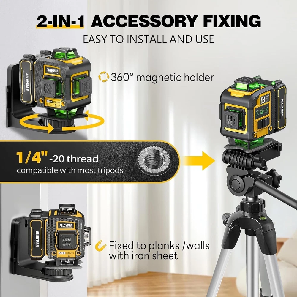 Laser Level with Tripod, 4x360° Self Leveling Laser Level, Green Line Laser 4...