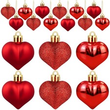 24 PCS Valentine's Day Heart Hanging Ornaments Heart Shaped Ornaments for Chr...