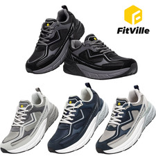 FitVille Men's Extra Wide Walking Shoes Arch Support Flat Feet Non Slip Sneakers