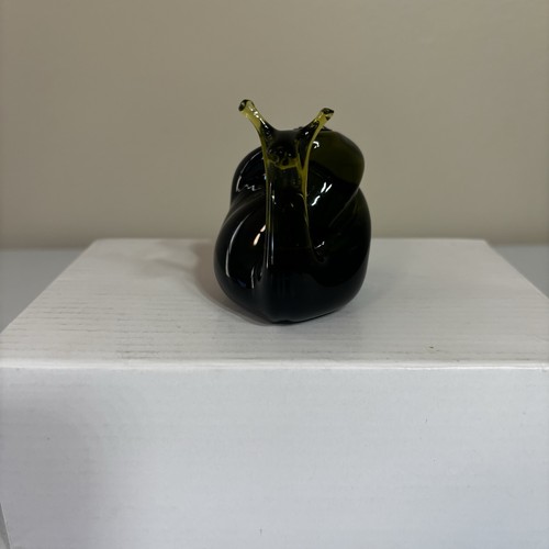 Fermacarte vintage PILLERM avocado VERDE LUMACA VETRO SOFFIATO A MANO - Foto 2 di 8