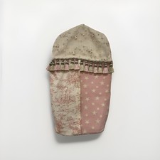 Vintage Pink Beige White Star Theme Diaper Stacker with Tassel Trim