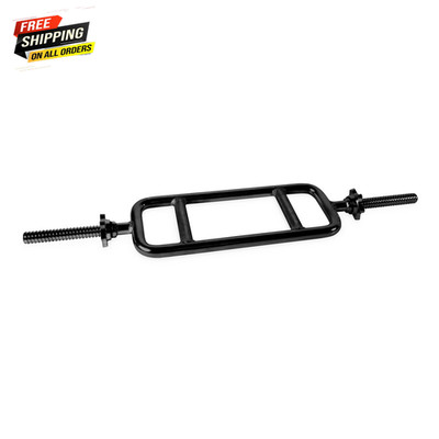 Barbell Standard 1 In. Threaded Tricep Weight Bar with Collars, 34 In., Black 