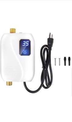 Compact Electric Tankless Water Heater Digital Display Touch Waterproof ABS Bra 