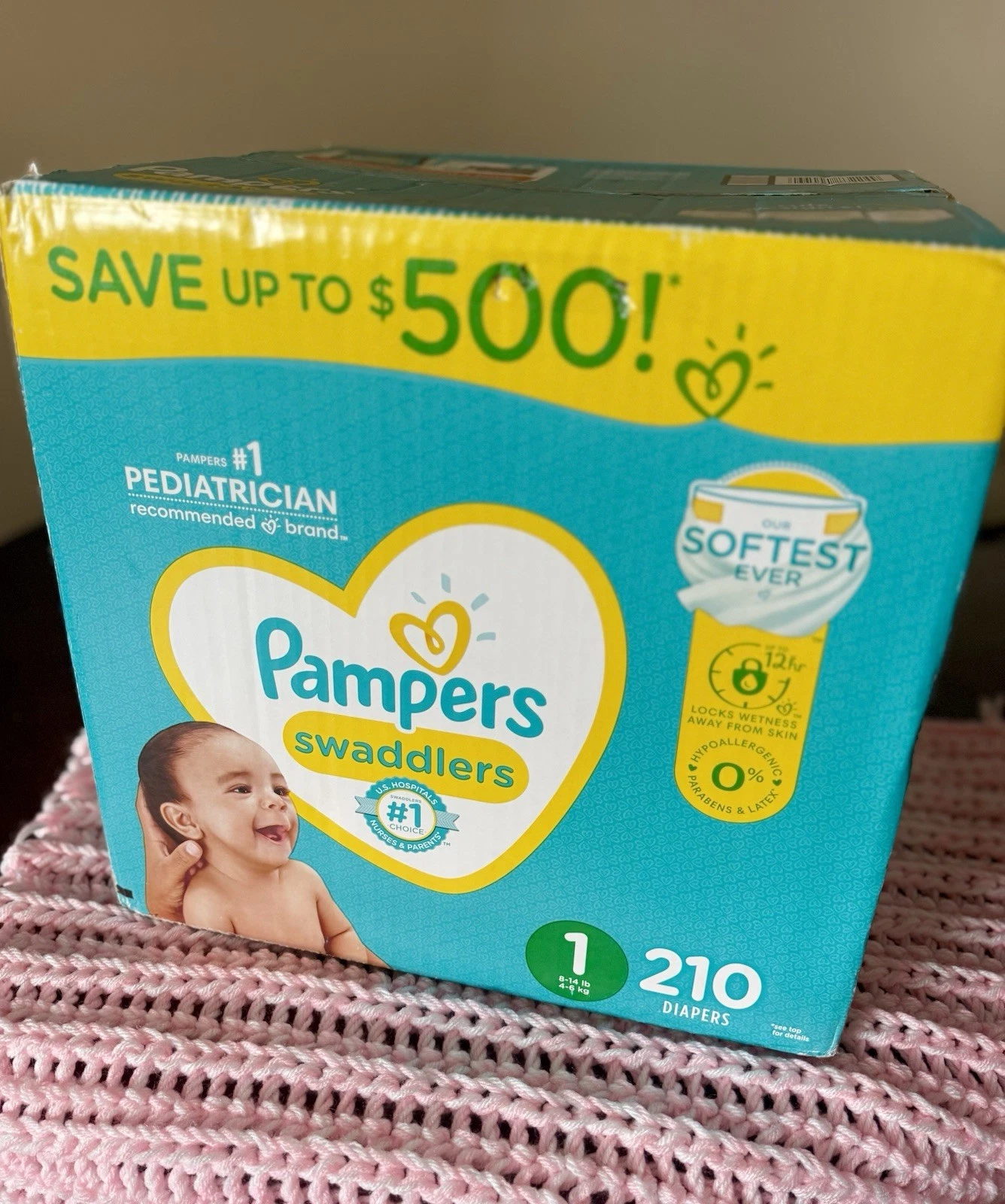 Pampers Swaddlers Disposable Diapers Size 1 210 Count New Free Shipping