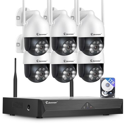 Jennov WIFI Security Camera System 360°PTZ Wireless 5MP Outdoor Home NVR 1TB