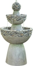 Image of 2 Tier Rock pool cascade water feature fountain- stone effect- outdoor garden