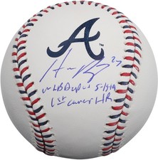 Austin Riley Atlanta Braves Signed Team Color Laces Baseball w/Inscs - LE of 5