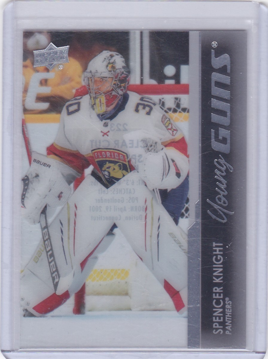 SPENCER KNIGHT 2021-22 UPPER DECK YOUNG GUNS CLEAR CUT RC SP #223 PANTHERS