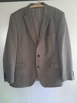 DIGEL Wool Cashmere Herringbone Tweed Blazer Mens 50 40R Gray Sport Coat