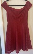 Forever 21 Short Sleeve Fit & Flare Lace Party Dress Wine Color Sz M