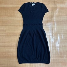 USED CHANEL BLACK KNIT DRESS 36 GOOD