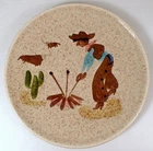 MINT Vtg Red Wing Pottery Cowboy Round Up Cactus Hand Painted 8" Plate No 343