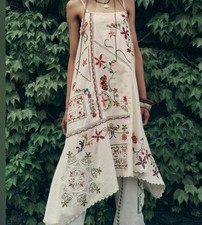 Sz XS NWT ZARA 119 ZW Collection Asymmetric Floral Embroidered Dress 5107/079