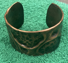 Wide Hammered air chased copper Open Cuff Bracelet, size small 5 1/2