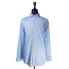 Mizzen Main Shirt Mens XL Trim Fit Blue Check Performance Stretch USA Made