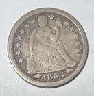 1853 P Seated Liberty Silver Dime Arrows Philadelphia Mint F Fine Condition!