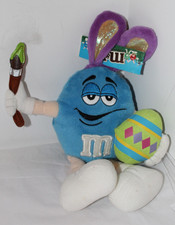 Vintage Blue Easter Bunny M & M Plush w Green Easter Egg & Paint Bruch/Galerie