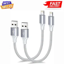 Apple Mfi Certified Short Iphone Charger 1Ft 2Pack,Usb a to Lightning Cord Nylon
