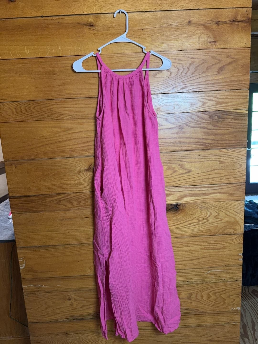 Universal Thread Women's Gauze Sleeveless Midi Dress Pink Size M