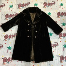 Vintage 1960  s Tassavel Made in France Dark Brown Fur Coat Double Breasted RARE