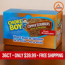 CHORE BOY Pure Copper Scrubbers – 36 Count Bulk Pack