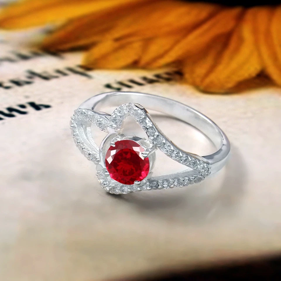AAA Fine Quality 6x6 MM Blood Red Ruby Ring, 925 Sterling Silver Engagement Ring - Image 2 of 4