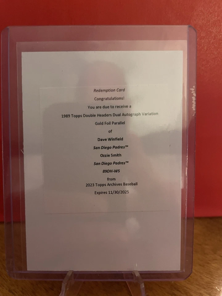 2023 Topps Archives Doubleheaders Dual Auto Dave Winfield/Ozzie Smith /25  - Image 4 of 4