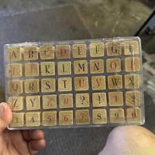 Upper Case alphabet numbers symbols 40 mini wood rubber stamp set WhisperS